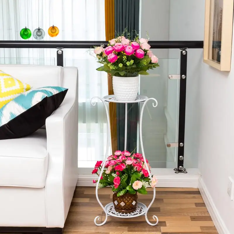  European thick wrought iron flower stand green multi-layer living room floor balcony folding flower