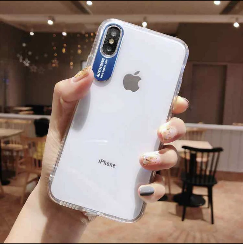Акриловые ТПУ прозрачные чехлы для iPhone X XS Max XR прозрачный силиконовый Полный Чехол для iPhone 6 6s 7 8 Plus X противоударный чехол для телефона - Цвет: Blue