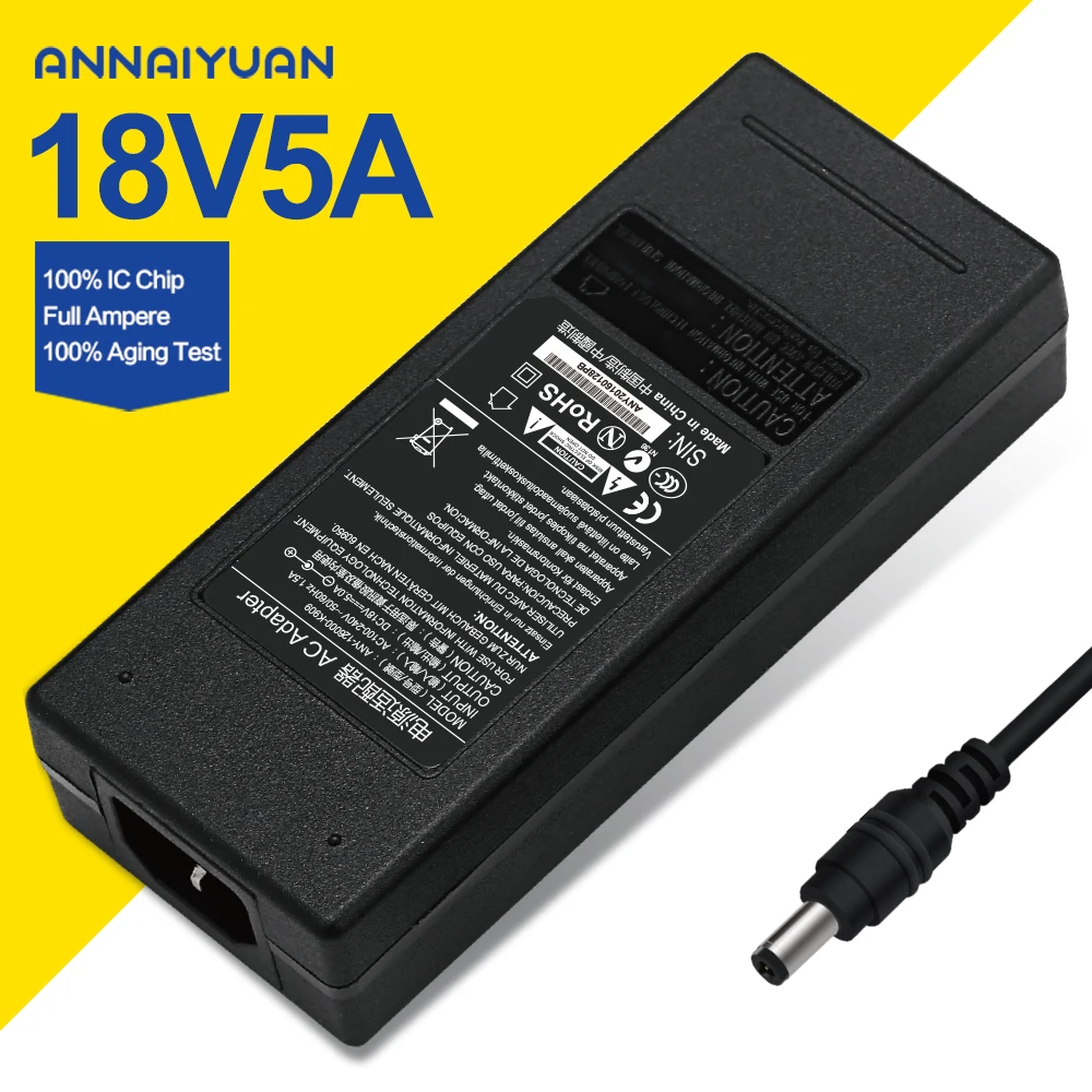 Annaiyuan 18 В 5A импульсный источник питания 18v5a AC DC адаптер 90 Вт adapter5.5 * 2.1 UE |
