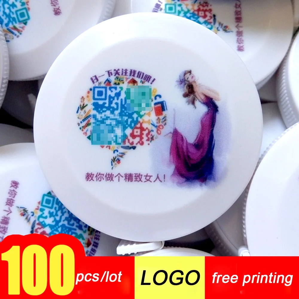 

KACY 100pcs/lot Free printing logo Retractable Tape Measure, Compact Flexibile Tape Measure