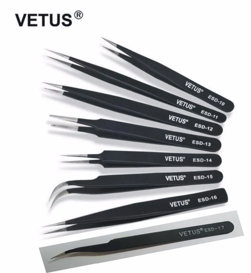 VETUS ESD 10-ESD 17 норковые пинцеты для наращивания ресниц из нержавеющей стали