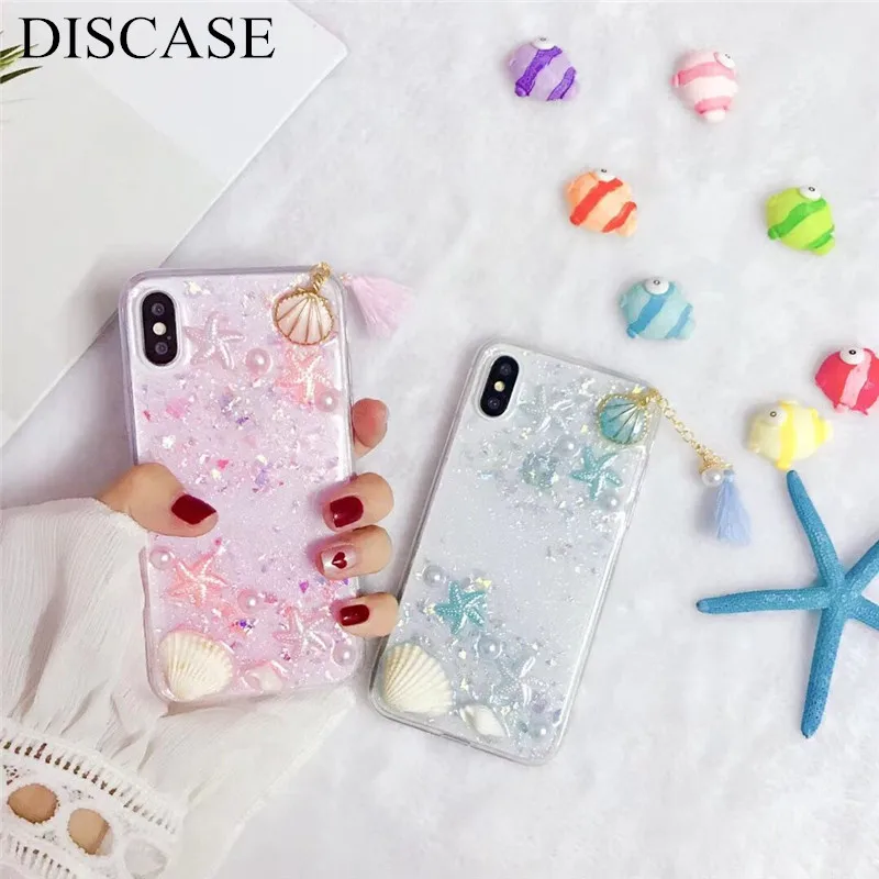 Чехол DIS Модный Блестящий Dreamy Shell шаблон чехол для телефона iphone XS MAX XR X 7 8 6 6s plus