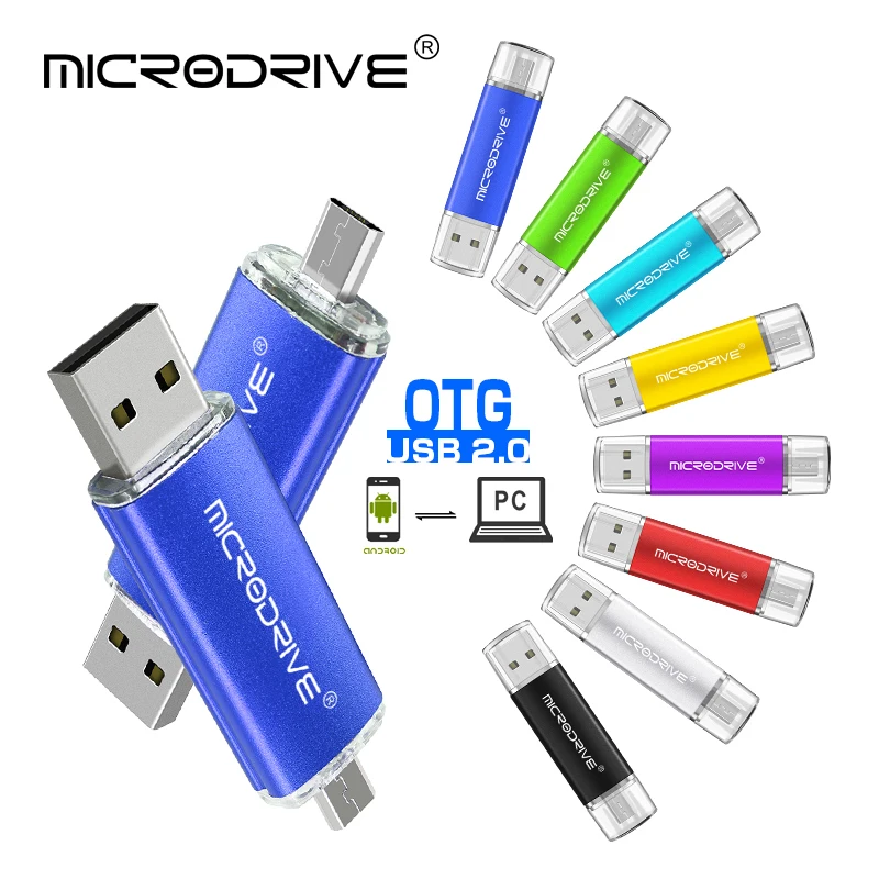 

2 in 1 OTG Pen Drive metal USB Flash Drive colorful 4GB 8GB 16gb 32gb 64gb smart Memory sticks pendrive for Android phone tablet