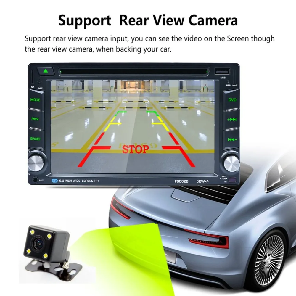 

Car DVD Player 6.2-Inch TFT Real Color Touch Screen DC12V Vehicle Automobile Bluetooth MP5 FM Transmitter Support AUX Input