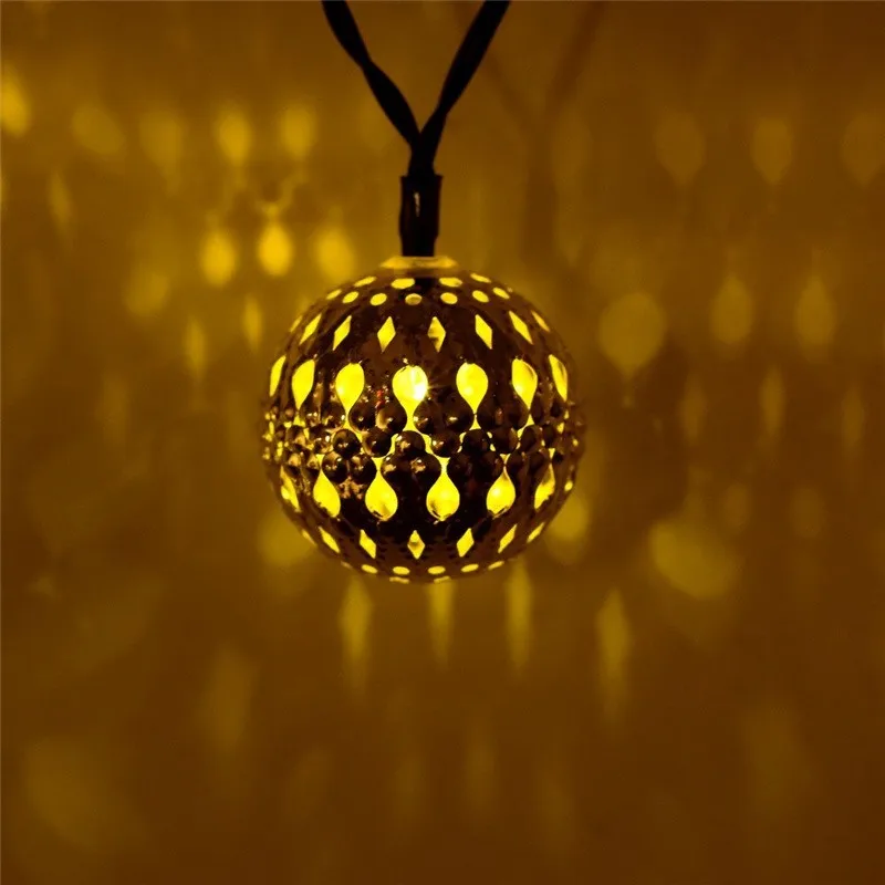  Fairy Moroccan Lantern Silver Metal Globe String Lights (1)
