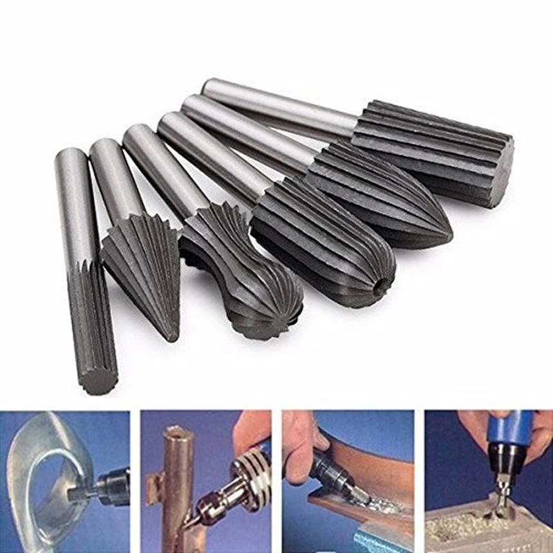 6Pcs Routing Bits Burr Tools Rotary Engraving Router Rotary Tool Woodworking UK 