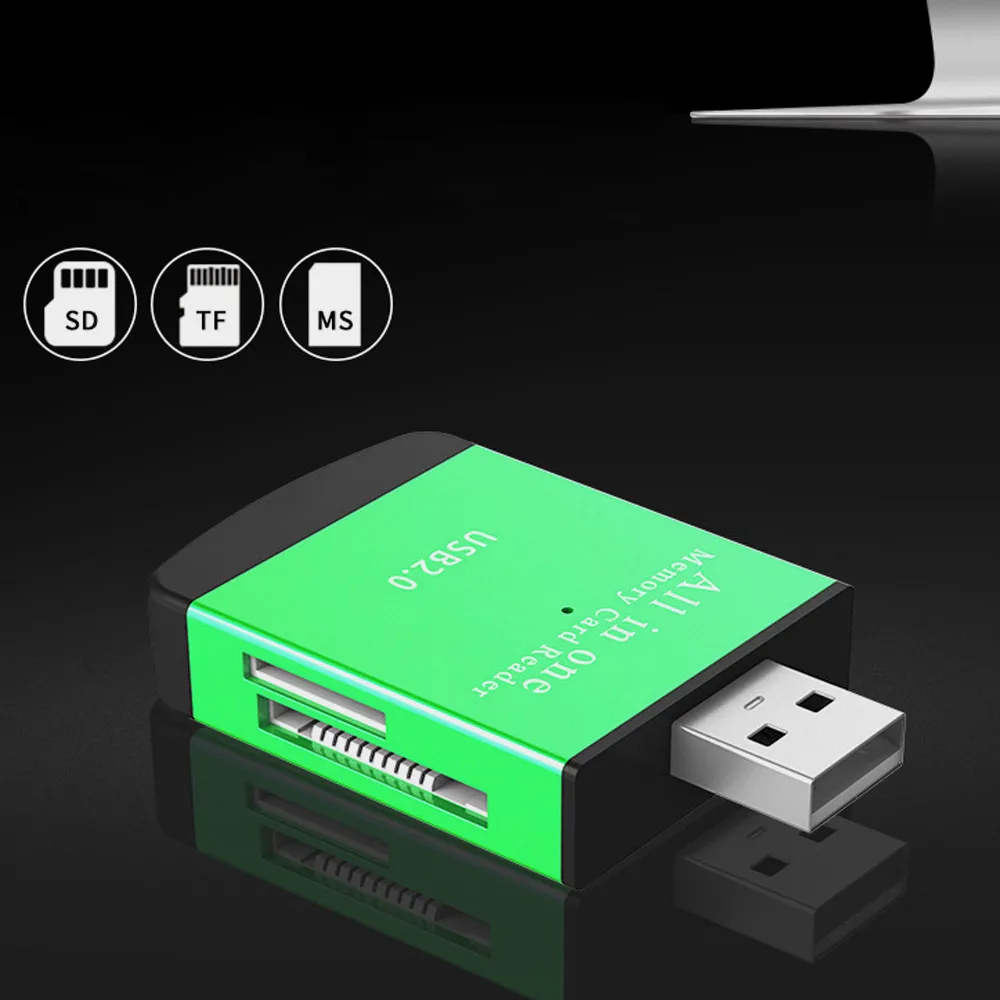 480Mbps High-Speed USB2.0 4-in-1 Compact Flash Multi Memory Card Reader Adapter TF MicroSD MS#T2