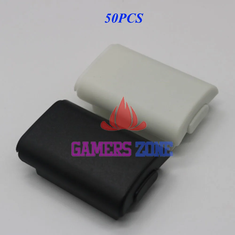 

50pcs Battery Pack Cover Shell Case Kit for Xbox 360 Wireless Controller Black White with Sticker