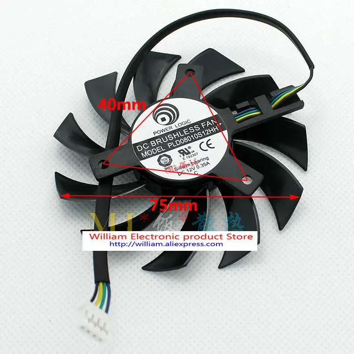 Новый оригинальный вентилятор для видеокарты MSI R5750 R6770 R6750 PLD08010S12HH диаметр 7 5 см|card