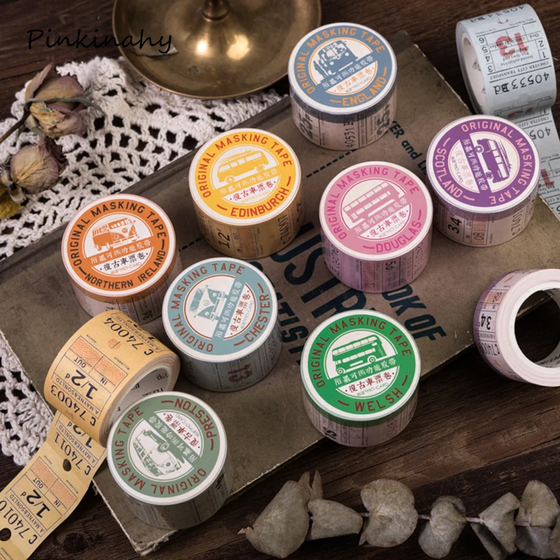 

Travel Ticket Washi Tape Set DIY Decorative Scrapbooking Planner Masking Tape Adhesive Tape Label Sticker Stationery JD030