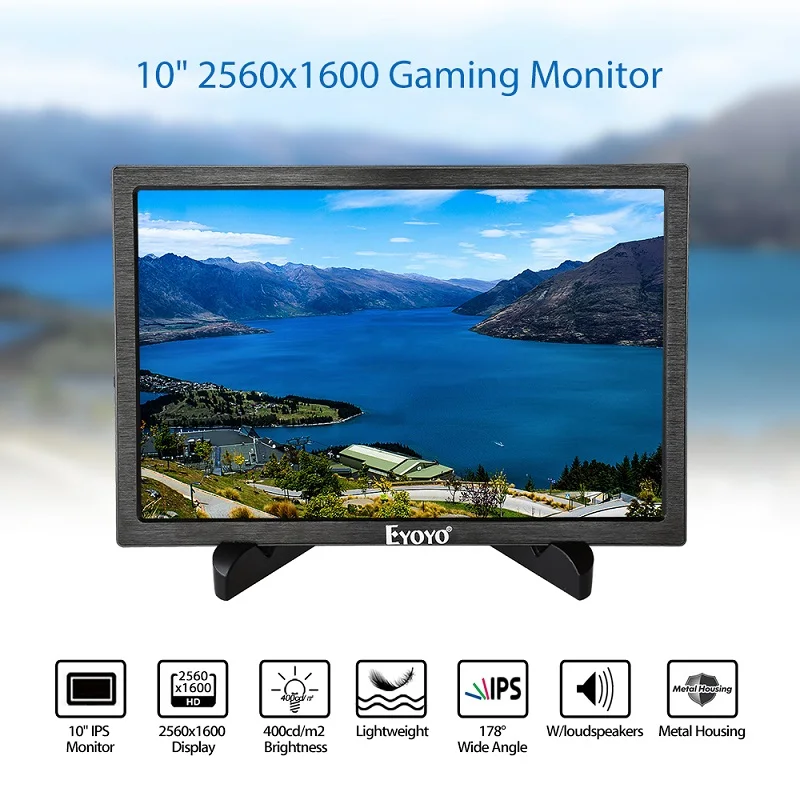 

EYOYO EM10" 2560x1600 LED Monitor With Built-in dual loudspeakers 400cd/m2 for PC & TV Display CCTV Security Surveillance