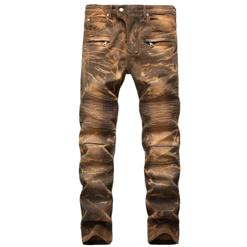 JEWUTO 2019 Men jeans Brand High quality hole straight moto biker jeans men Denim Pants Jeans For Men black blue  