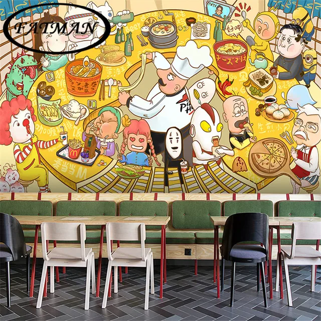 Kustom foto wallpaper  3D mural makanan Kartun karakter 