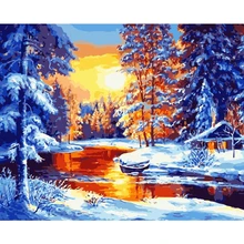Сумерки в снегу ручная работа краска высокое качество холст Красивая краска ing по номерам Сюрприз подарок большое удовлетворение