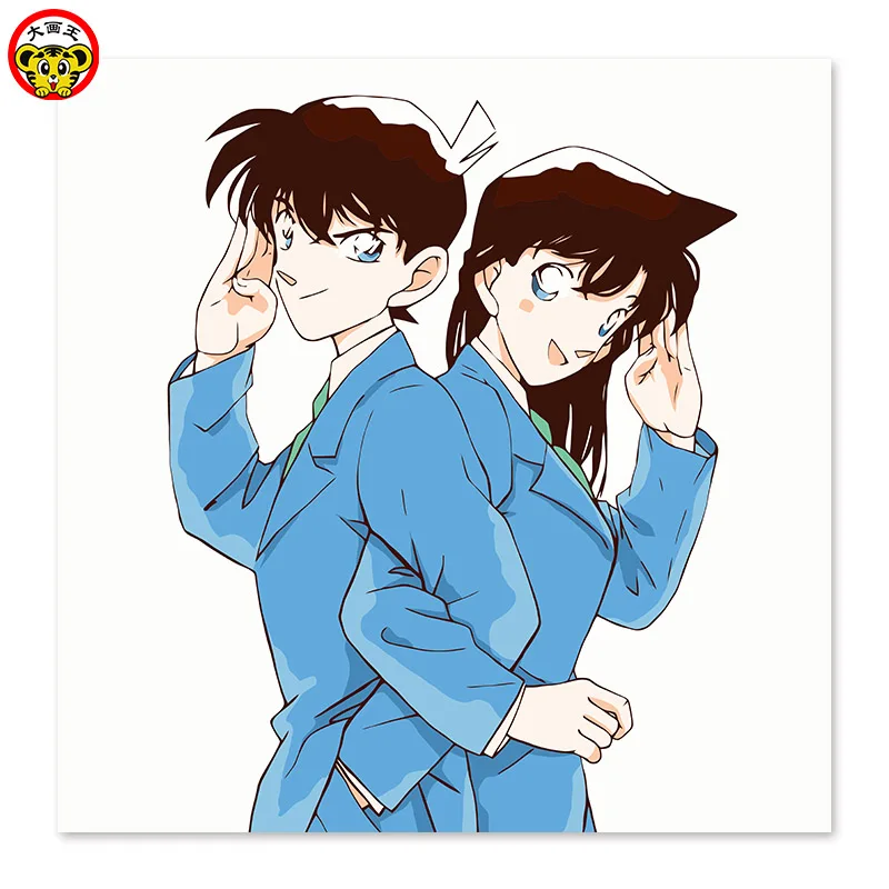 

painting by numbers art paint by number Blue uniform Detective Conan, the new one and Xiaolan, cute, with love DIY
