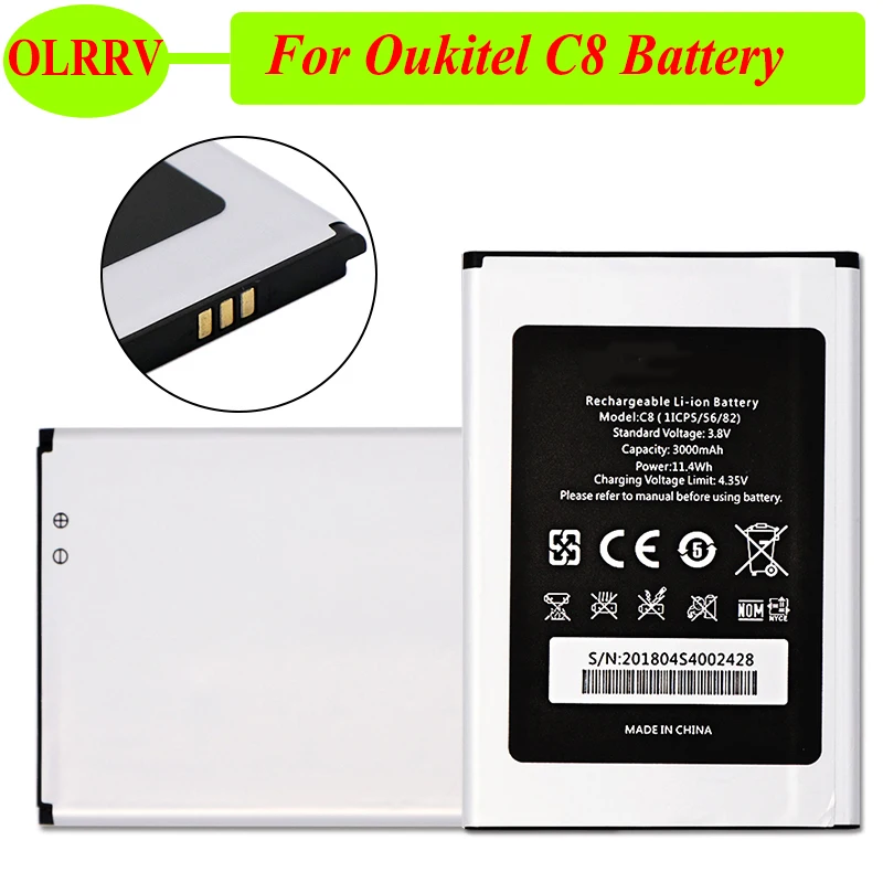 For Oukitel C8 Battery Backup Replacement Batterie Bateria Batterij Accumulator 3000mAh | Мобильные телефоны и аксессуары