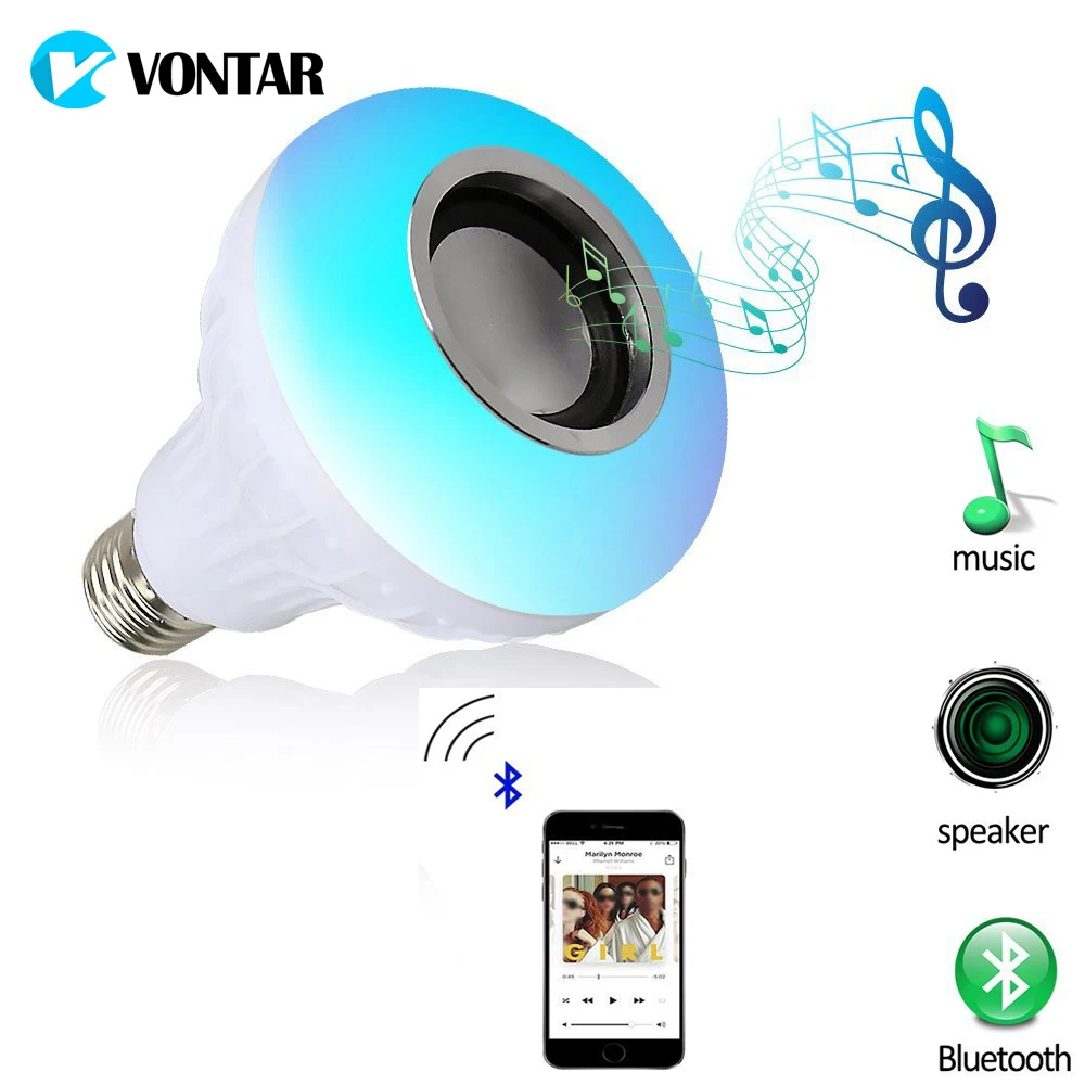 Умный светодиодный светильник VONTAR E27 беспроводная bluetooth колонка 12 Вт