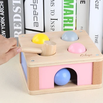 

Colorful Knocking Table Wooden Hammer Ball Toys For Children Learning Education Wooden Block Toys