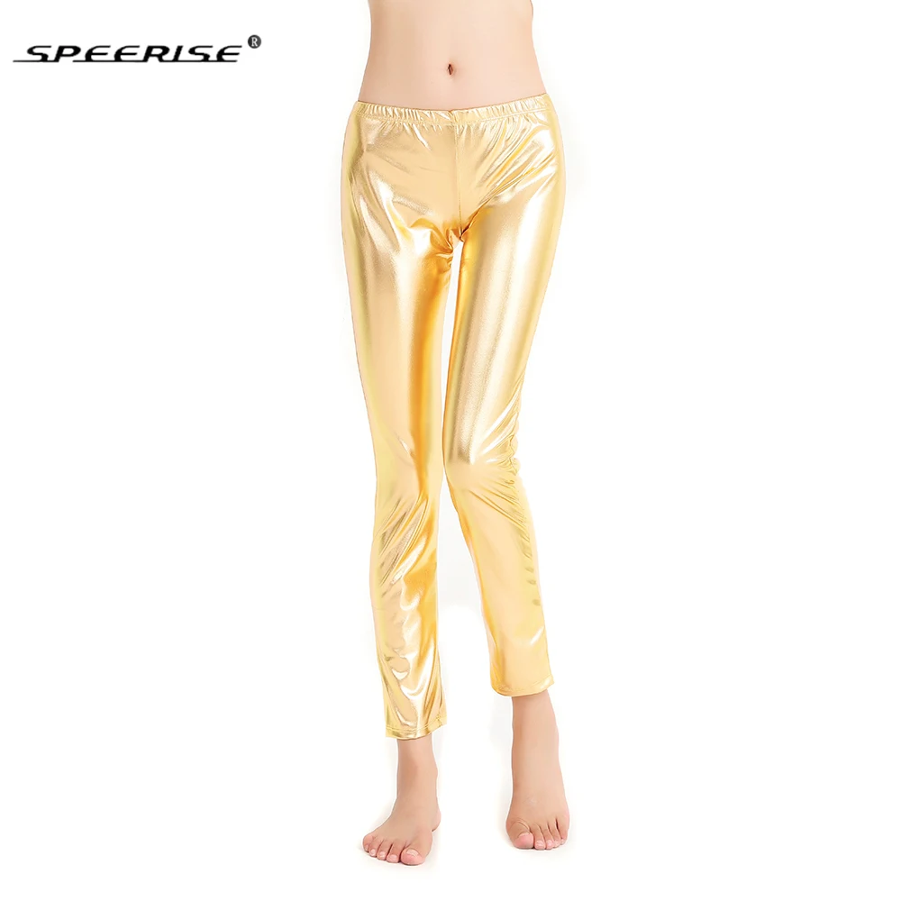 SPEERISE Women Full Length Pants Low Waisted Leggings Dance Thin Black