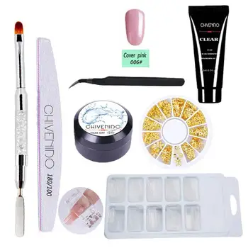 

Alloy Decoration Phototherapy Extension Nail Poly Gel Set Fast ACrylic UV Glue 8pcs Nails Art Tools Kits