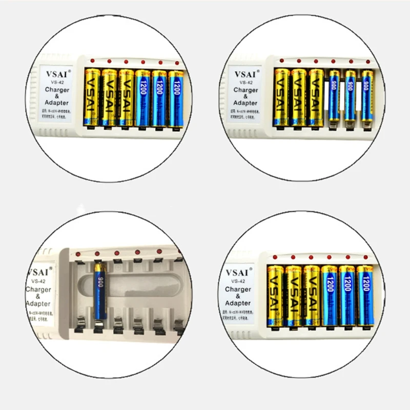 6 слотов светодиоды на батарейках зарядное устройство для Ni-MH NI-CD AA AAA аккумуляторные батареи