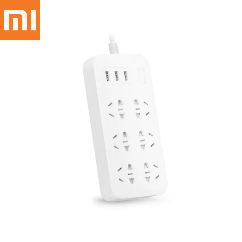 Оригинальный умный удлинитель XiaoMi Mi с 6 портами и 3 USB для быстрой зарядки 2 1 А