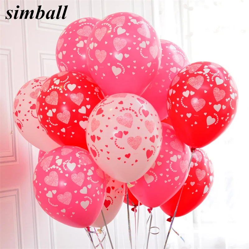 

50pcs/lot 12 inches Printed Full Heart Latex Balloons High Quality Wedding Marry Valentine Balloons Decoration Party Supplies