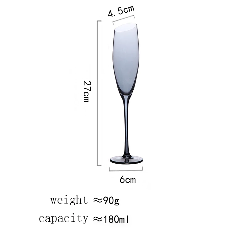 Наклонный рот бокал для вина без свинца хрустальный стеклянный Кубок для шампанского бокалы питьевые чашки свадебные бокалы для вина бар посуда для напитков - Цвет: Grey 1pcs 180ml