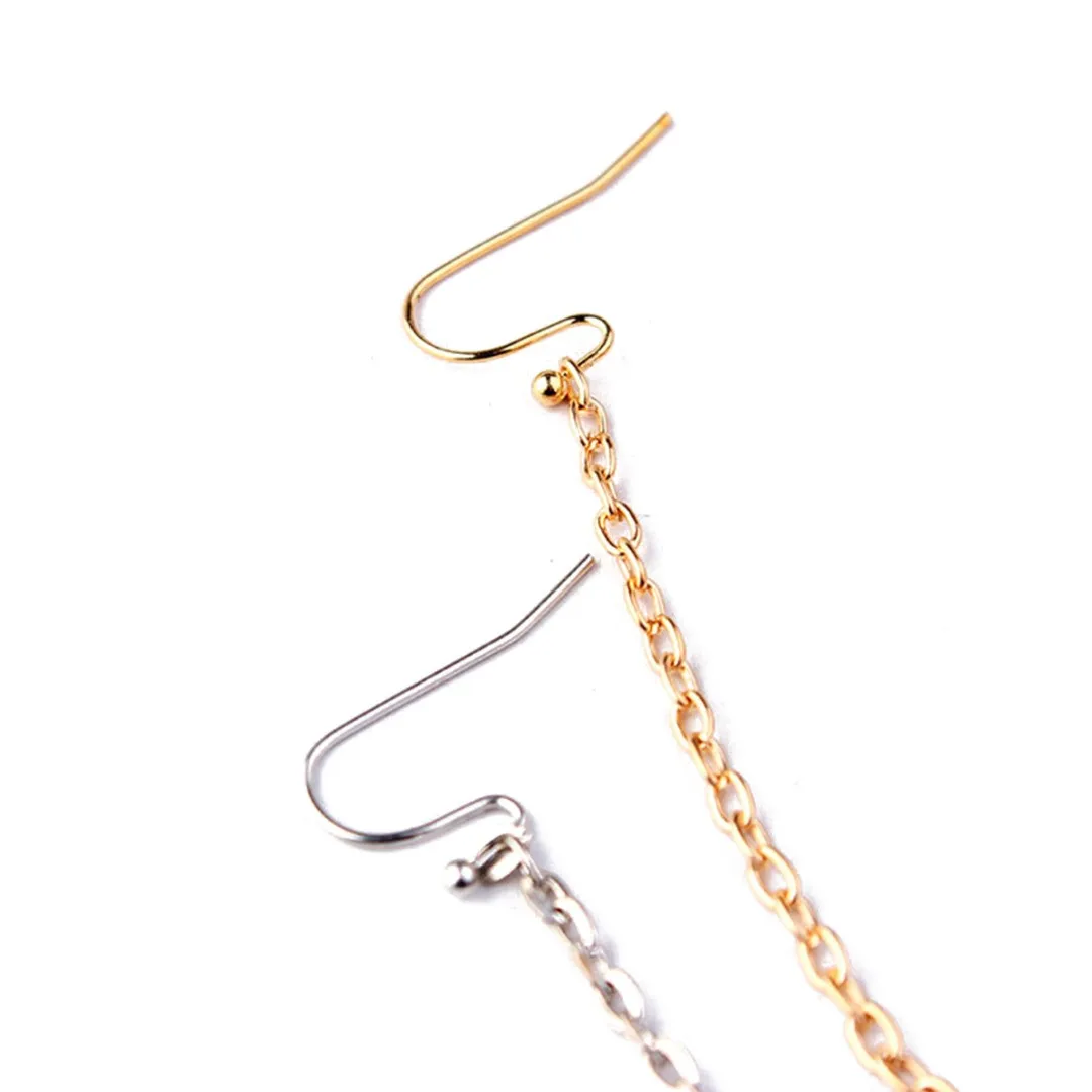 Fashion Punk Silver Gold Copper Nose Rings Chain Simple Link Chain Fake Septum Piercing Nose Rings&Studs Ear Chain Body Jewelry