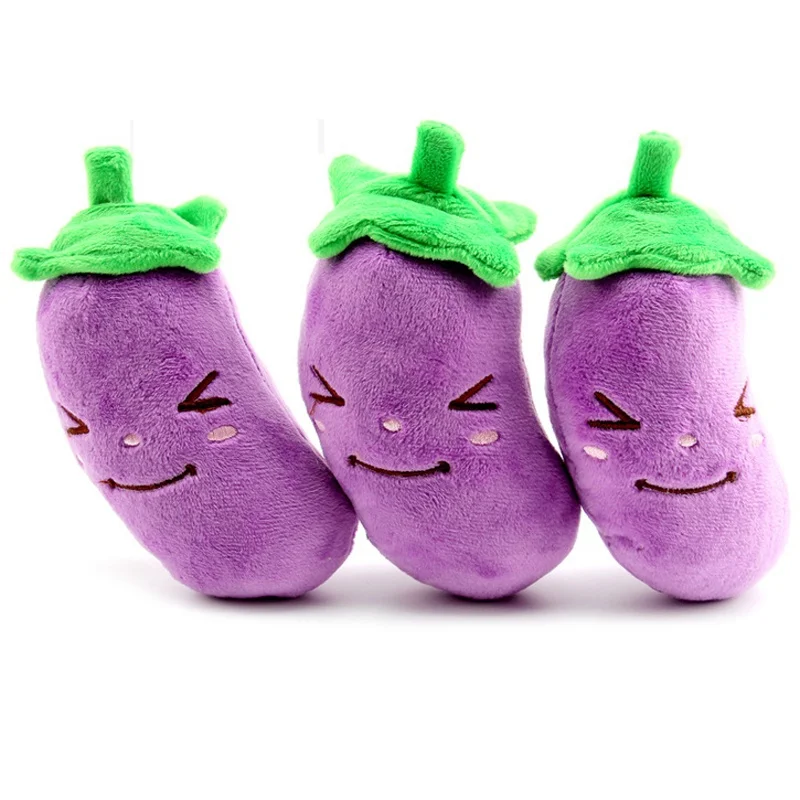 1 pcs New Funny Cute Dog Toys Purple Eggplant Chew Plush Pet Toyin Dog