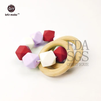 

Let's make Wooden Natural Teether Ring Teether Infant Toy Baby Waldorf Toy Silicone Teether Silicone Bead Teether Food Grade