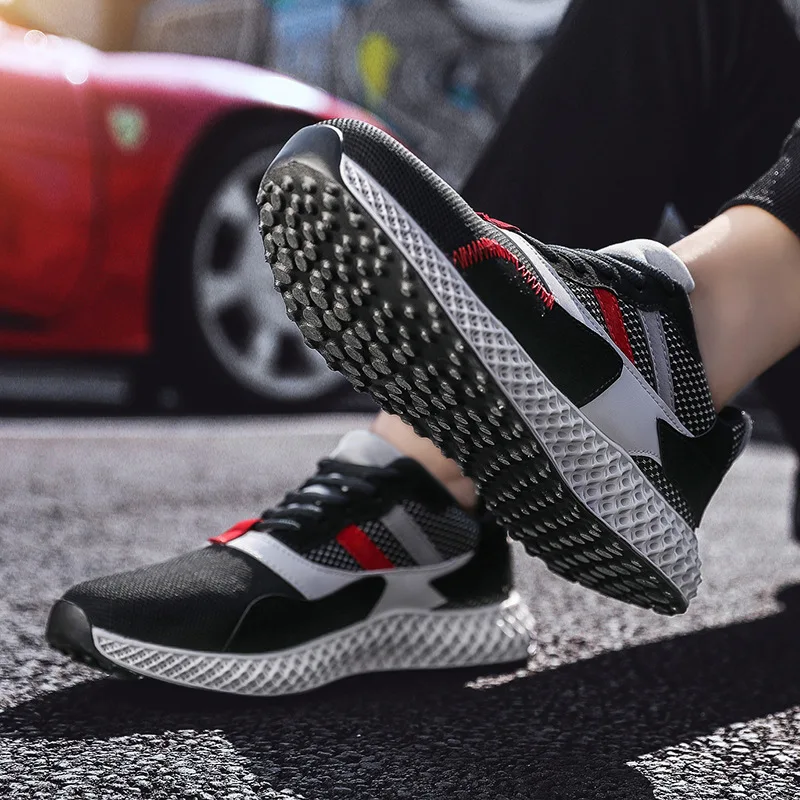 Motion Shoes Male Casual Shoes Ventilation Screen Cloth Running Shoes Bottom Spelling Color Personality Street Male Shoe Zapatos