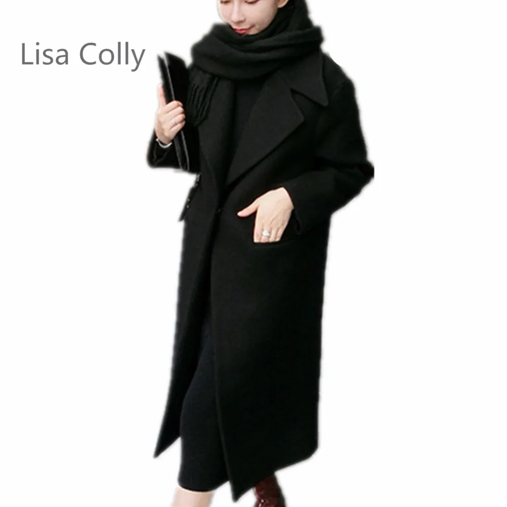 

Lisa Colly Women's Winter Coats Brand Long Woolen Warm Overcoat women basic Jacket 4 Colours