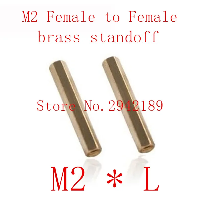 100pcs/lot M2*L Brass Standoff Spacer Female Female Spacing Screws Hex