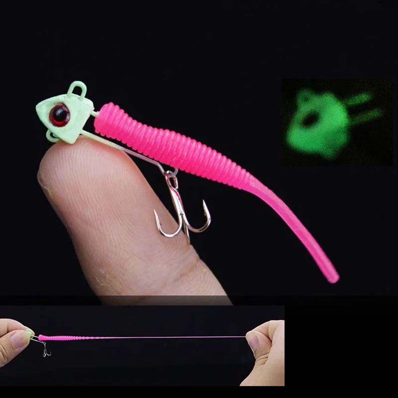 

2 Blister Packs Mini Luminous Fish-Type Lead-Head Soft Fish 5cm 1.4g Road Bait