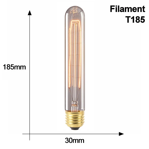 Ретро Edison led светильник лампочка E27 220V 110V 40W ST64 A19 G80 G95 нити Винтаж накаливания лампочки с ампулой Эдисон лампы для декора стен - Цвет: T185 filament 220V