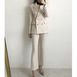 Высокое качество 2019 Новый Модный тонкий маленький костюм куртка Женская Темперамент повседневные брюки деловой костюм прилив микро-ла