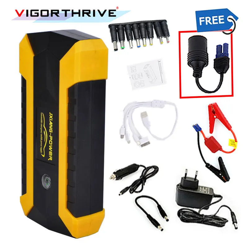 

12V Car Jump starter Multi-function Portable 3 LED light With Power Adapter 4 USB For Petrol Cellphone Emergency Power Supply