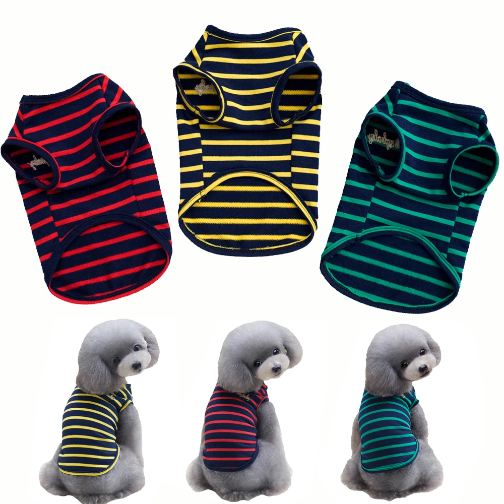 

3 colors S~XXL100% Cotton Striped Vest Puppy Clothes tshirt summer new French Bulldog Yorkies Chihuahua dog clothing
