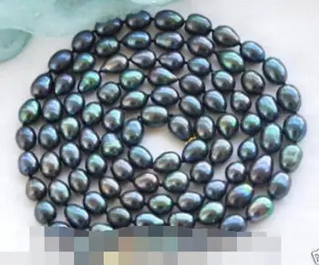 

9-10mm New Tahitian Black Natural Pearl Necklace 51" AAA
