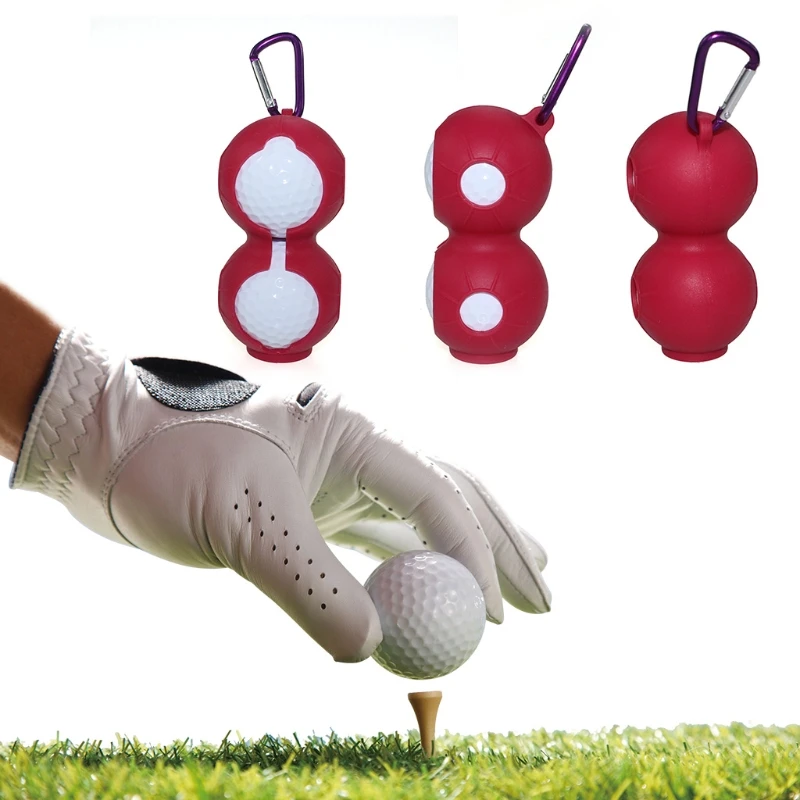 Golf Ball Protect Holder Double Cover Silicone Sleeve Carabiner Sports