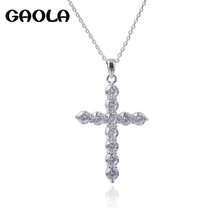 GAOLA Винтаж крест серебняное ожерелье Цвет кубического циркония ювелирные изделия для Для женщин аксессуары GLD0091
