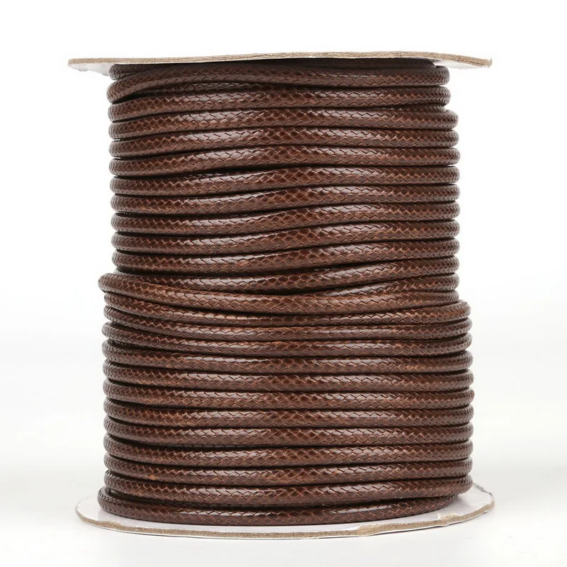 5-10 метров/диаметр рулона 2,5 мм/3 мм/3,5 мм/4 мм/5 мм корейский Круглый вощеный шнур ожерелье кожаный шнур нить для ювелирных изделий Аксессуары