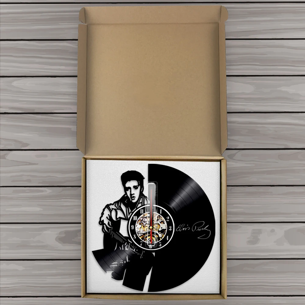 Новинка 2019 настоящие настенные часы Elvis Presley дизайнерские виниловые King Of Rock