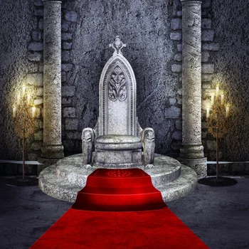 

Laeacco Photo Backgrounds Old Vintage Stone Wall Throne Candle Red Carpet Child Portrait Photo Backdrop Photocall Photo Studio
