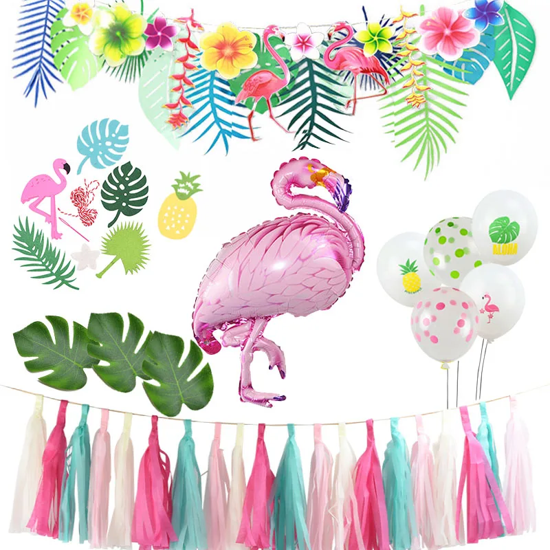 Summer Tropical Luau Party Aloha Banner Bunting Garlands Hawaiian Beach Theme Birthday Party Decoration Kids for Flamingo Party