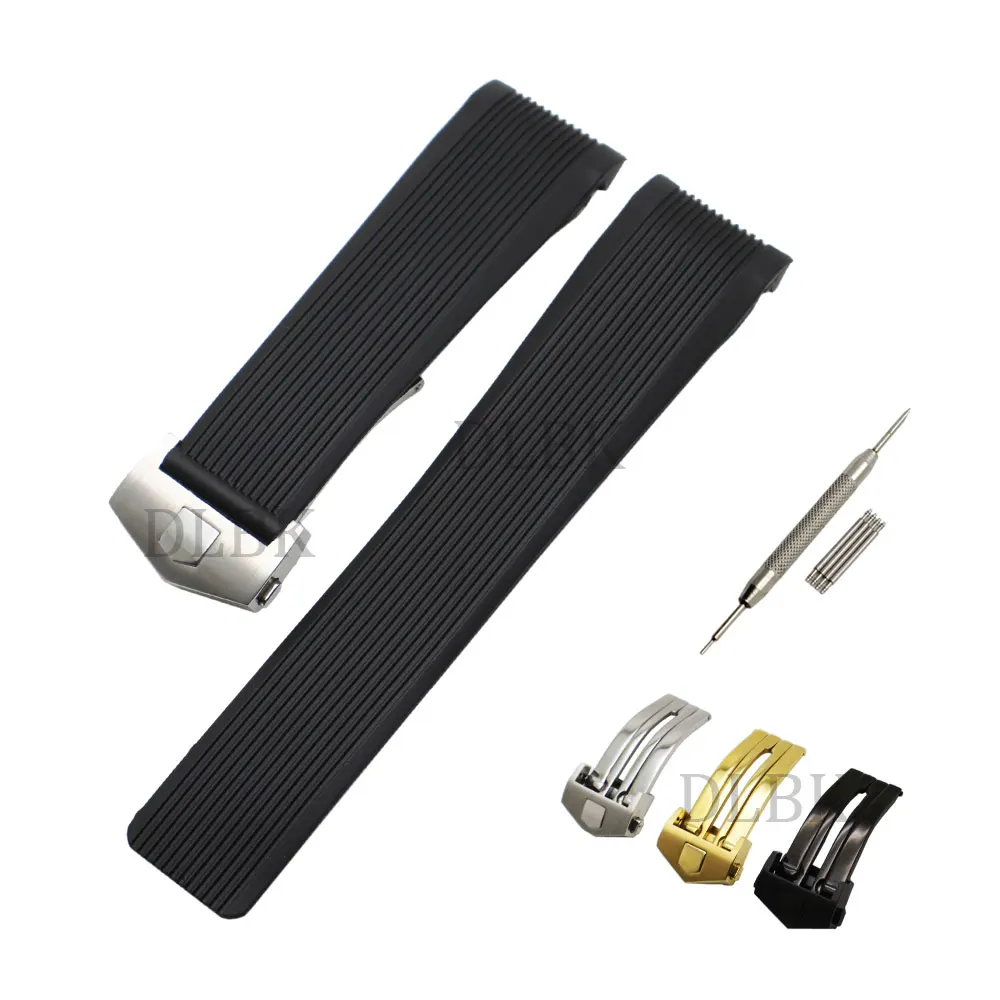 

Watch Accessories 24mm Black Diver Silicone Rubber Curved End Watch Band Strap with Stainless Steel Buckle for CAU1114.FT6024