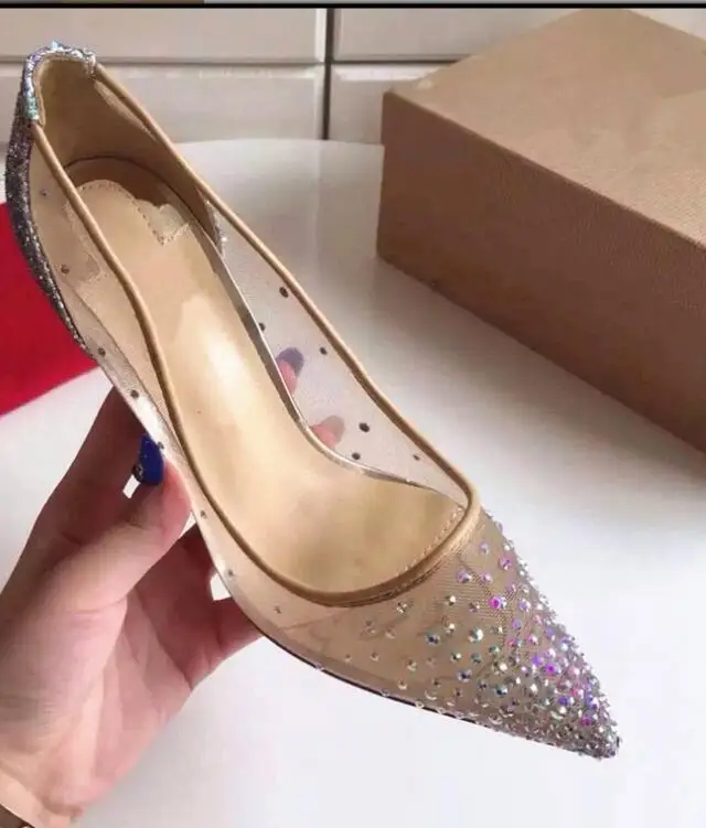 

Rhinestone High Heels Women Pointed Toe Heels Crystal bling Silver Shoes high heels pumps Party Wedding shoes wedding shoes