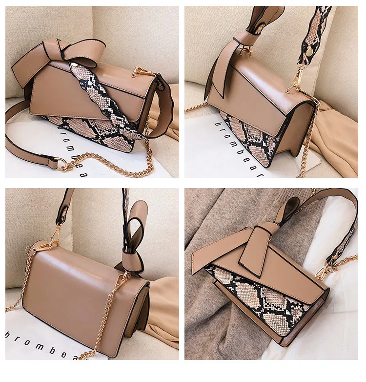 Women's mini Snake Print Leather Bow Shoulder Bag Famous Brand Designer handbags High Quality White Camel Crossbody Tote Clutch (7)