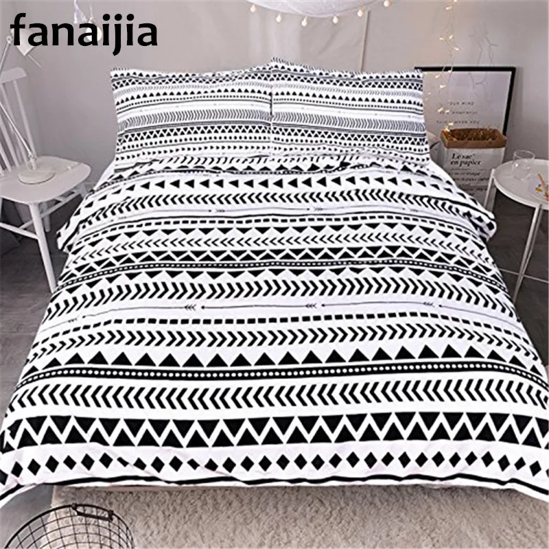 

Fanaijia Duvet Cover set with pillowcase 3pcs Geometric figure 3D Print bedding set queen size Home Cool Design Queen AU Bed